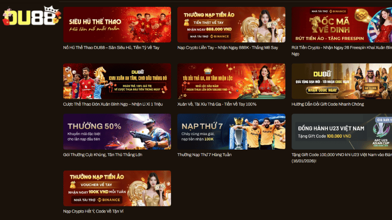 Cập nhật những khuyến mãi DU88 mới nhất